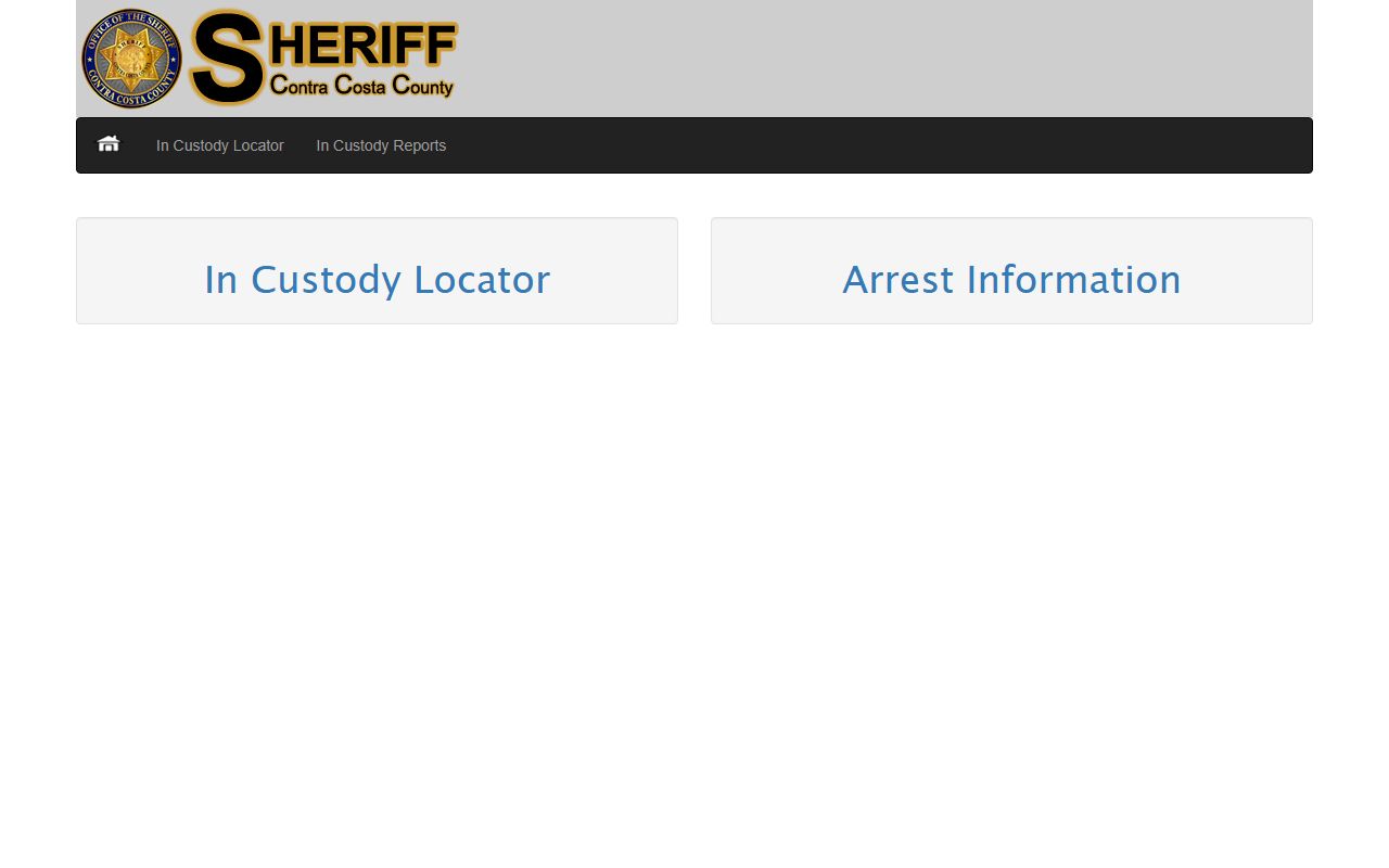 Contra Costa County In-Custody Locator for released inmate records