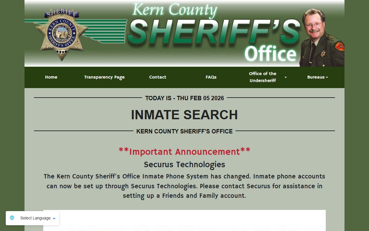 Kern County Sheriff inmate search portal for released inmates