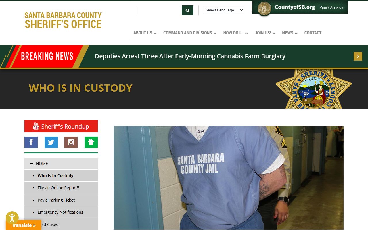 Santa Barbara County Sheriff Who Is In Custody search for released inmates