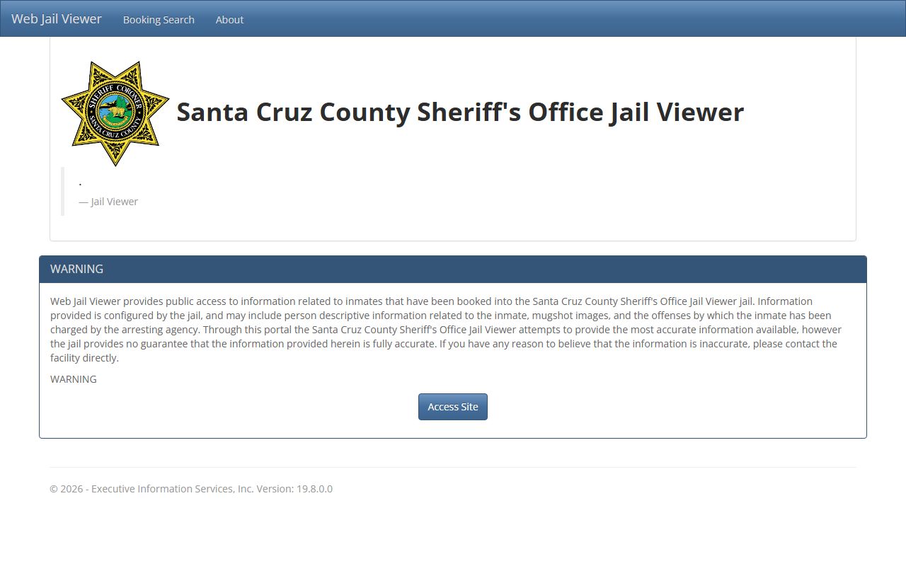 Santa Cruz County Sheriff Web Jail Viewer for released inmates